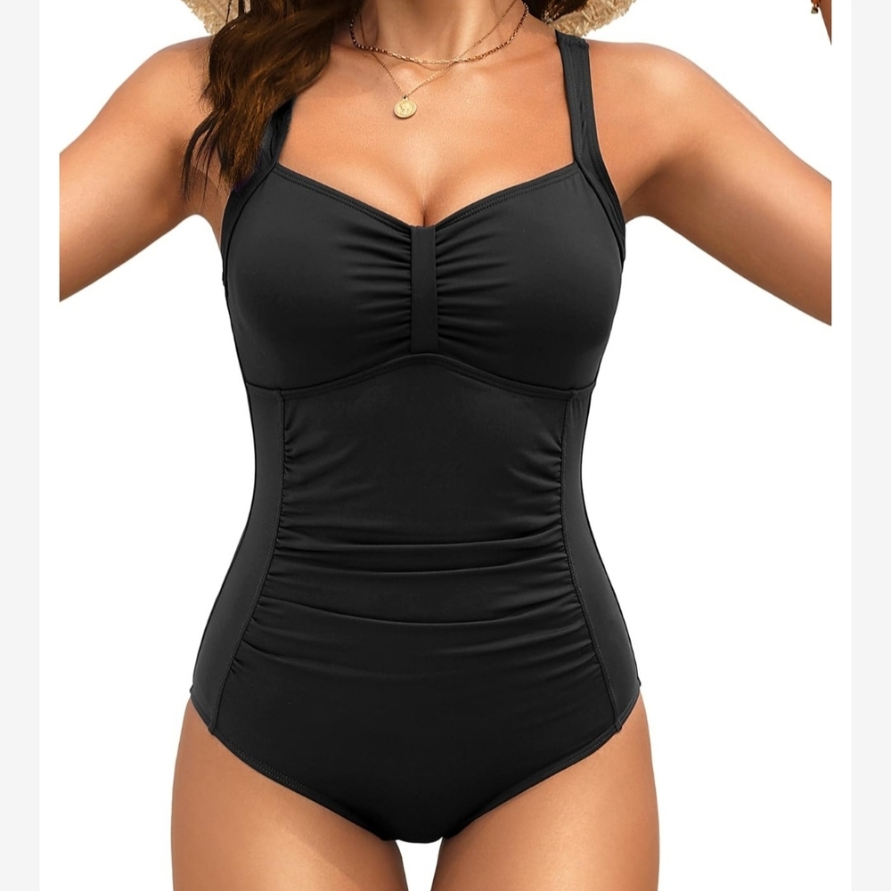 Trendy Elegant Black Women's Swimsuit‎ - One Piece Plus Size 18W